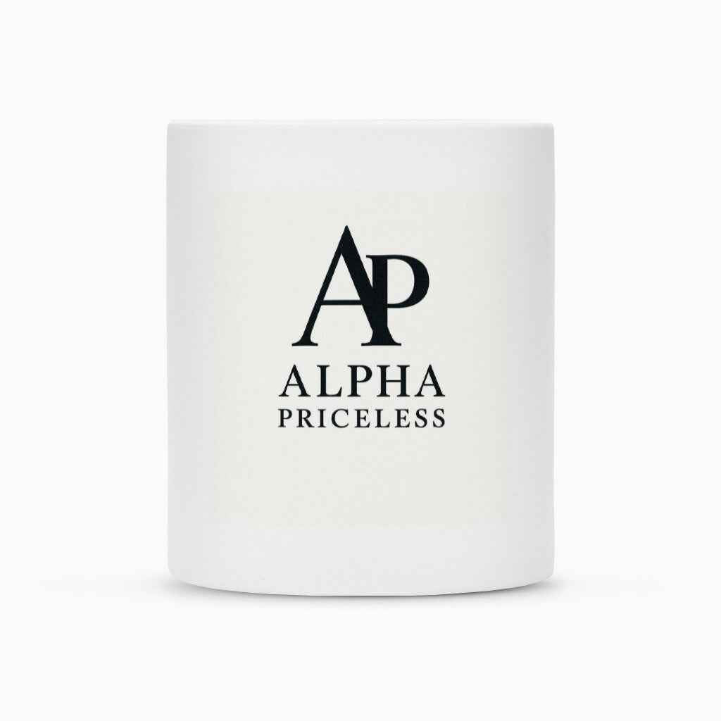 Ceramic Coffee Mug - Luxury Fuel Alpha Priceless Cup in matte white with stylish logo design.