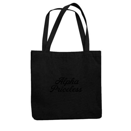 Canvas Tote Bag - Alpha Priceless EcoCarry Tote in black with Alpha Priceless branding for everyday use.