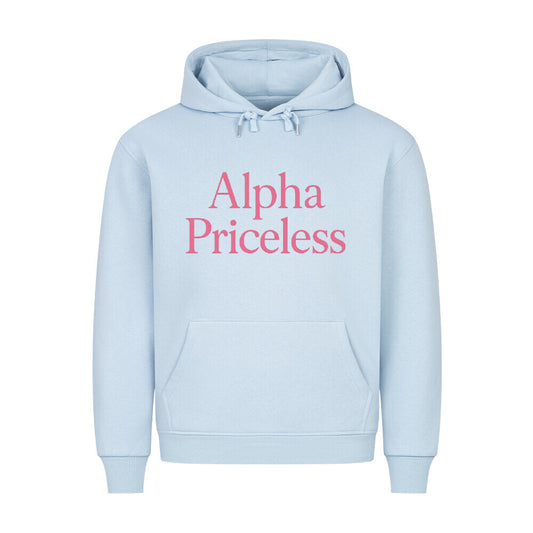 HigherBlanks Animal Alpha Power Hoodie in light blue with 'Alpha Priceless' graphic.