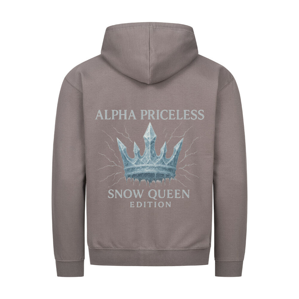 Snow Queen Unisex Zipper Hoodie Rückansicht mit Krone und "ALPHA PRICELESS" Aufdruck