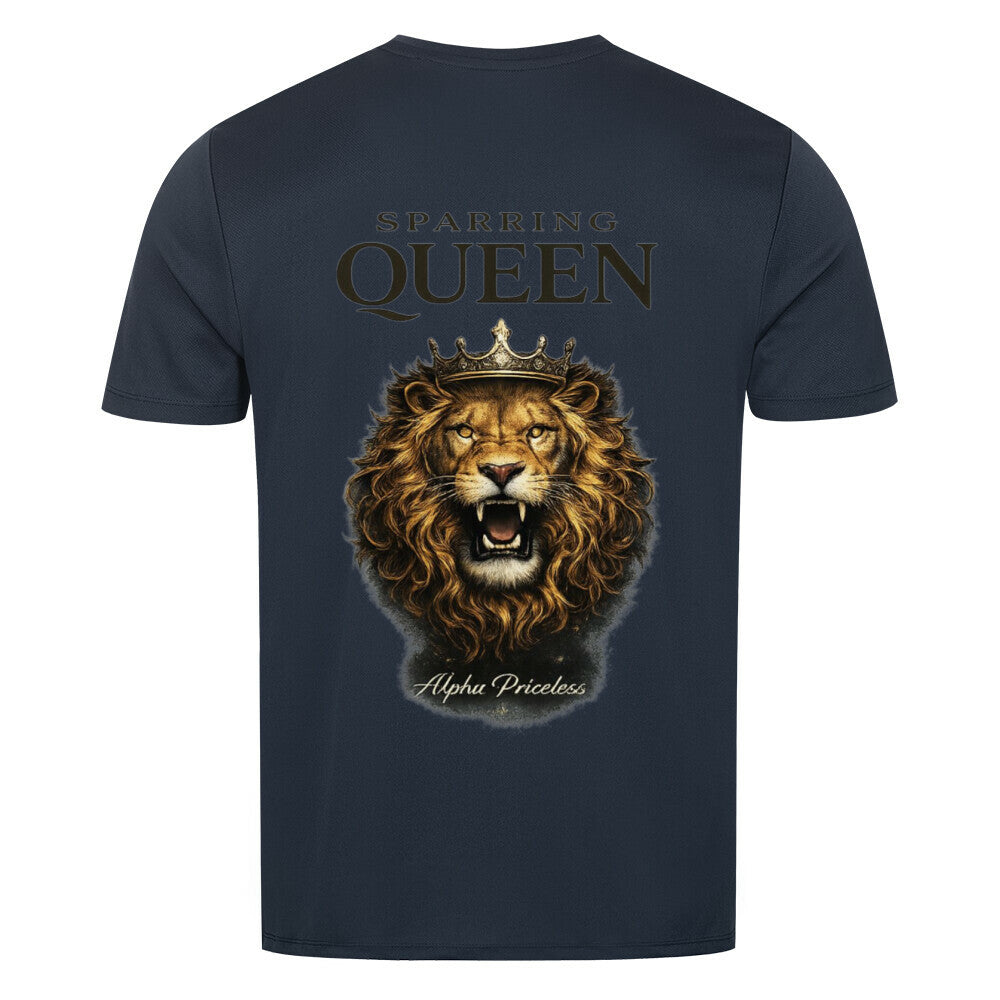 Sport T-Shirt Sparring Queen - Alpha Priceless PerformX Tee mit Löwenmotiv und Krone auf der Rückseite.