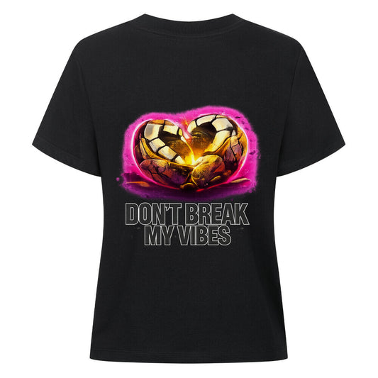 Dont break my vibes - Classic Alpha Priceless T-Shirt mit grafischem Herzdesign auf schwarzem Hintergrund.