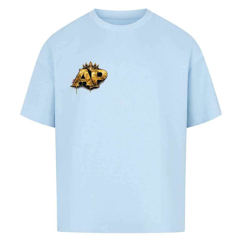Alpha Priceless Oversized Tee - Built for Discipline. Made to Dominate, hellblau mit AP-Logo.