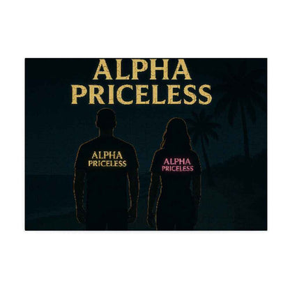 Beach Night Puzzle - Alpha Priceless CalmScape Jigsaw, silhouetted couple wearing Alpha Priceless shirts at the beach.