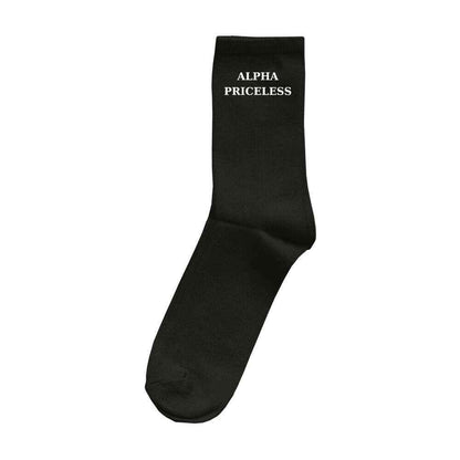 Alpha Priceless Comfort Streetwear Socks in black with minimalist branding.