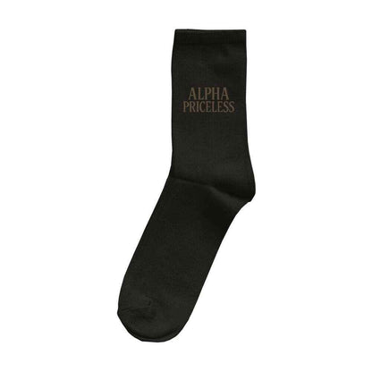 Alpha Priceless Mocha Comfort Socks in black with minimal branding, ideal for everyday wear.