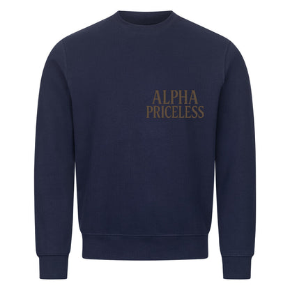 Alpha Priceless Classic Crewneck Sweatshirt in navy color with minimalist branding.