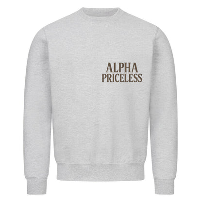 Alpha Priceless Classic Crewneck Sweatshirt in light gray with minimalist branding.