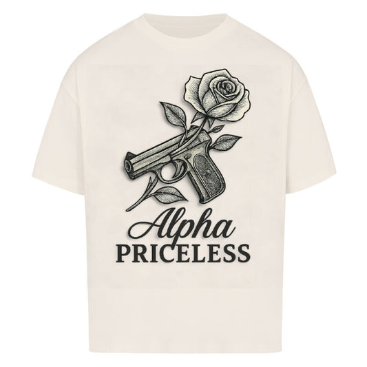 Alpha Rose Heat Oversized Cotton Tee mit Grafiken von Rose und Pistole, modernes Design für lässigen Stil