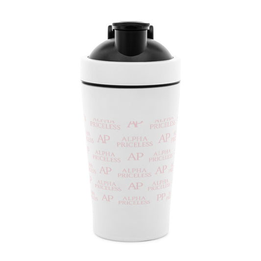 Alpha Priceless Fitness Shaker - 750ml Leak-Proof Gym Bottle in white with black lid, ideal for protein shakes and hydration.