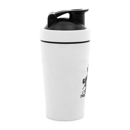 Boss Babe Alpha Priceless Fitness Shaker in white with black lid and branding, perfect for gym and hydration.