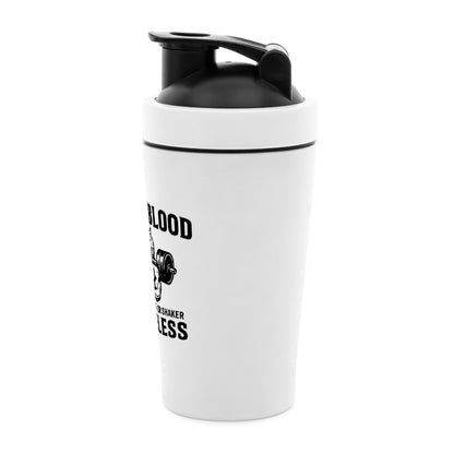 Alpha Priceless Hustler Protein Shaker in sleek white design with practical lid for protein shakes and hydration.