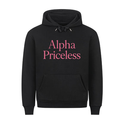 HigherBlanks Animal Alpha Power Hoodie in black with pink 'Alpha Priceless' text design.