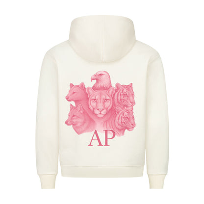 HigherBlanks Animal Alpha Power Hoodie mit tierischem Design und AP-Logo auf der Rückseite.