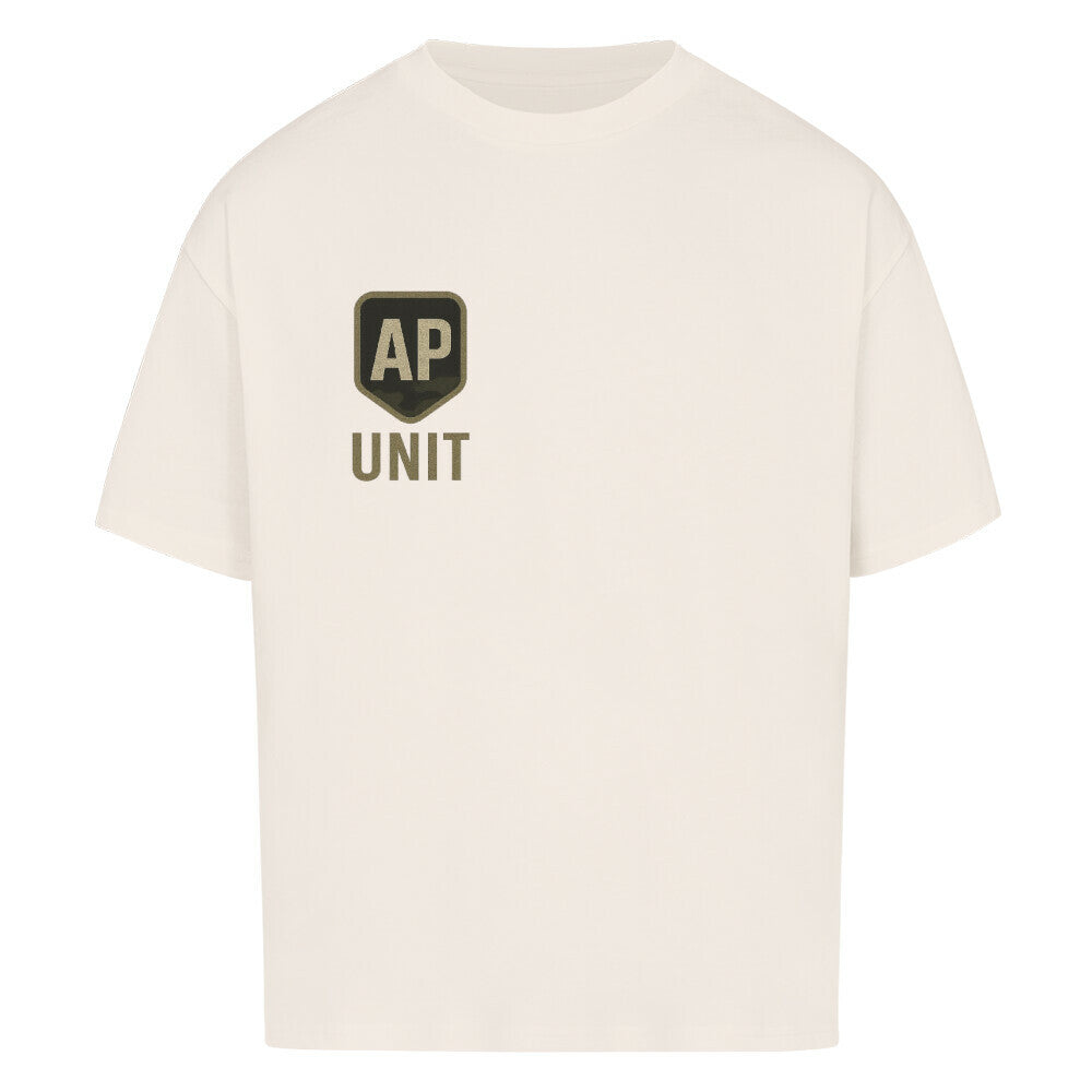 Alpha Priceless Quality Unit Tee in cream color with 'AP UNIT' logo on the front.