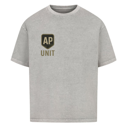 Alpha Priceless Quality Unit Tee in grey featuring AP logo and UNIT text for stylish everyday wear.