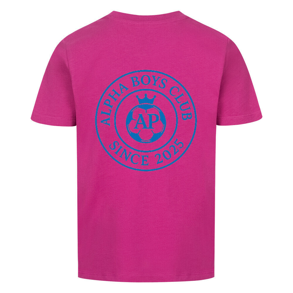 Alpha Priceless Boys Club Leaders T-Shirt in Pink, featuring the Alpha Boys Club logo and established since 2025.