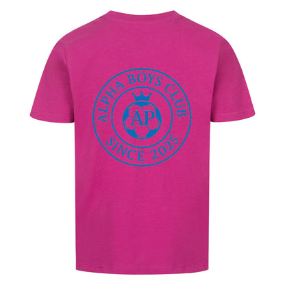 Alpha Priceless Boys Club Leaders T-Shirt in Pink, featuring the Alpha Boys Club logo and established since 2025.