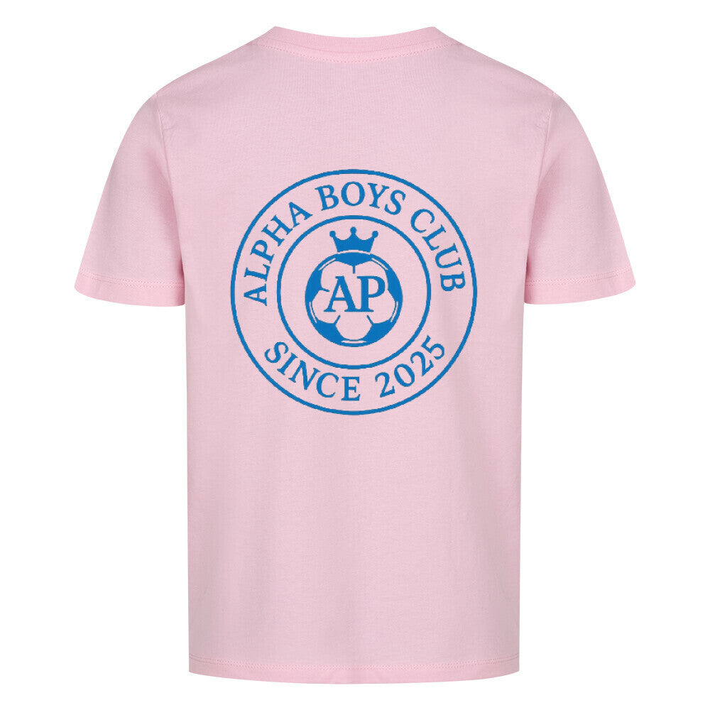 Alpha Priceless Boys Club Leaders T-Shirt in pink, showcasing the club logo and 'Since 2025' text on the back.