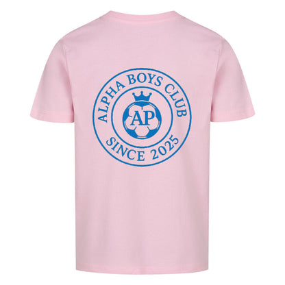 Alpha Priceless Boys Club Leaders T-Shirt in pink, showcasing the club logo and 'Since 2025' text on the back.