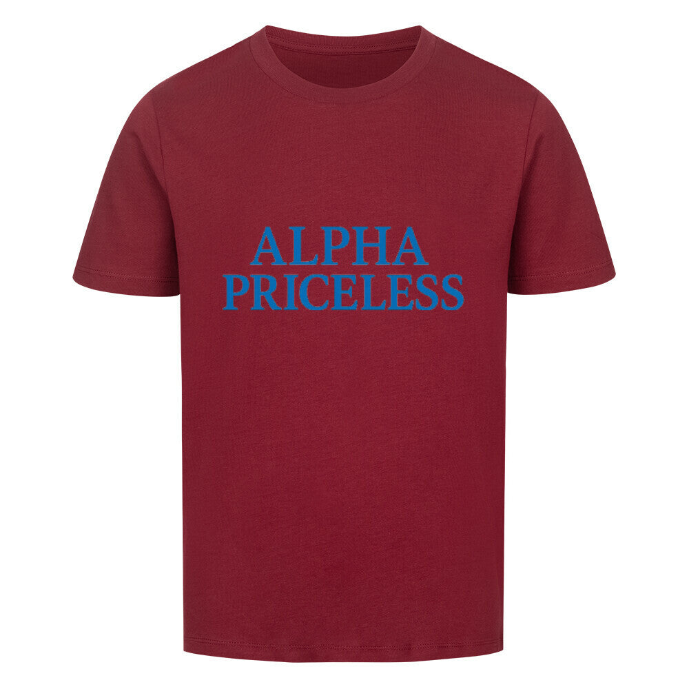 Alpha Priceless Boys Club Leaders T-Shirt in burgundy with blue text design.