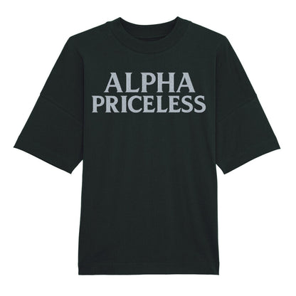 Schwarzes T-Shirt mit dem Aufdruck "ALPHA PRICELESS" aus der Snow Queen Alpha Priceless Collection.