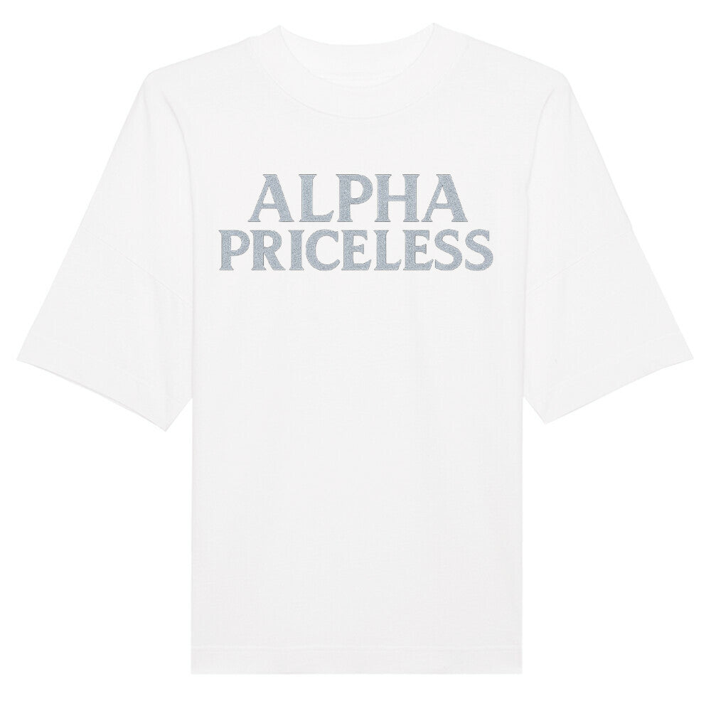 Snow Queen Alpha Priceless Collection T-Shirt in Weiß mit elegantem Aufdruck 'ALPHA PRICELESS'.