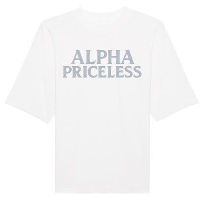 Snow Queen Alpha Priceless Collection T-Shirt in Weiß mit elegantem Aufdruck 'ALPHA PRICELESS'.