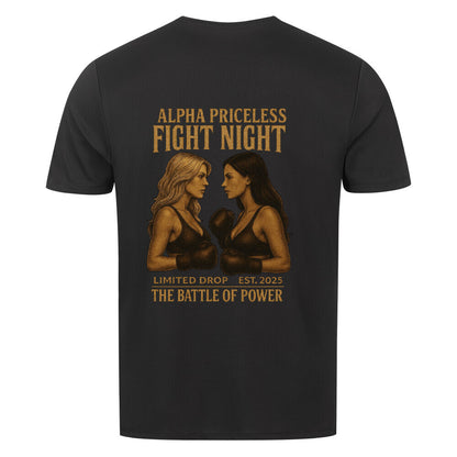 Fight Night Alpha Priceless Experience T-Shirt mit Grafik von zwei Kämpferinnen im Duell.