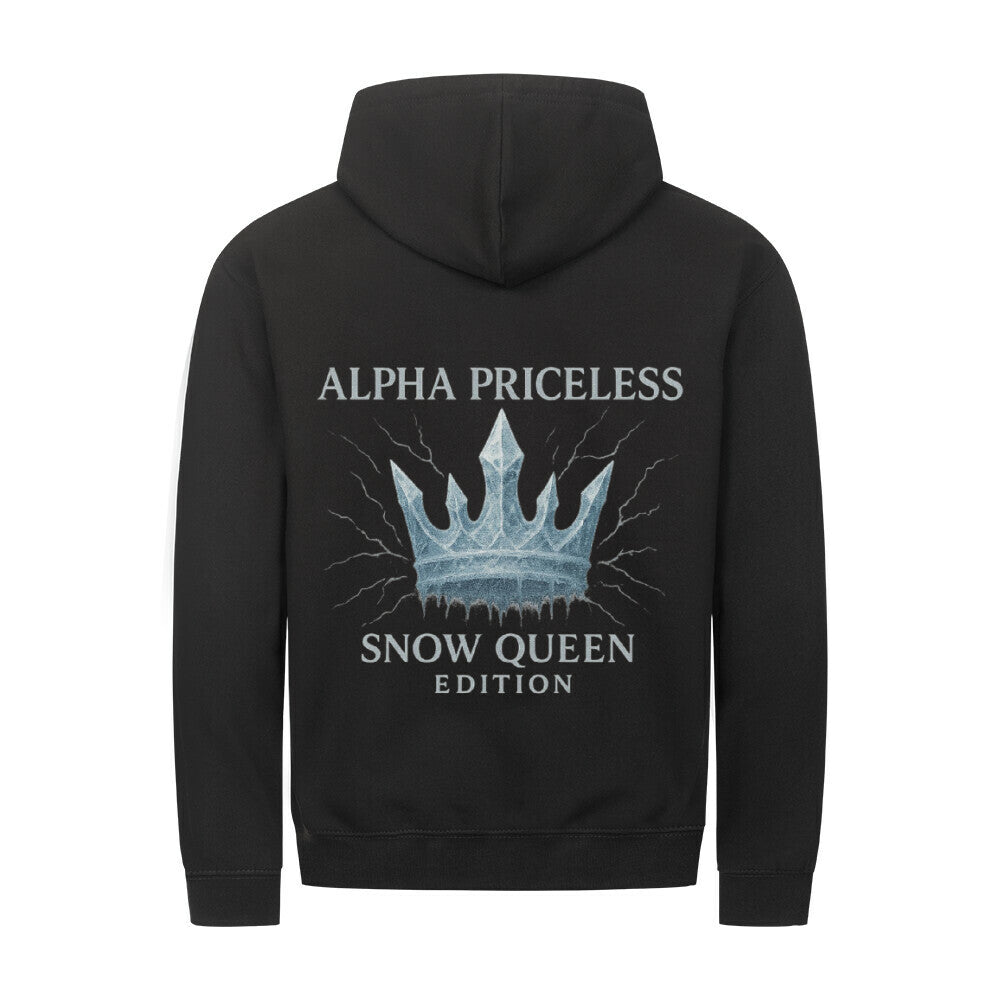 Snow Queen Unisex Zipper Hoodie mit einem einzigartigen Krone-Design auf der Rückseite.
