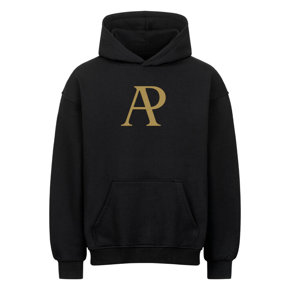 Alpha Priceless Battle Fight Oversized Hoodie in black with gold logo on front.