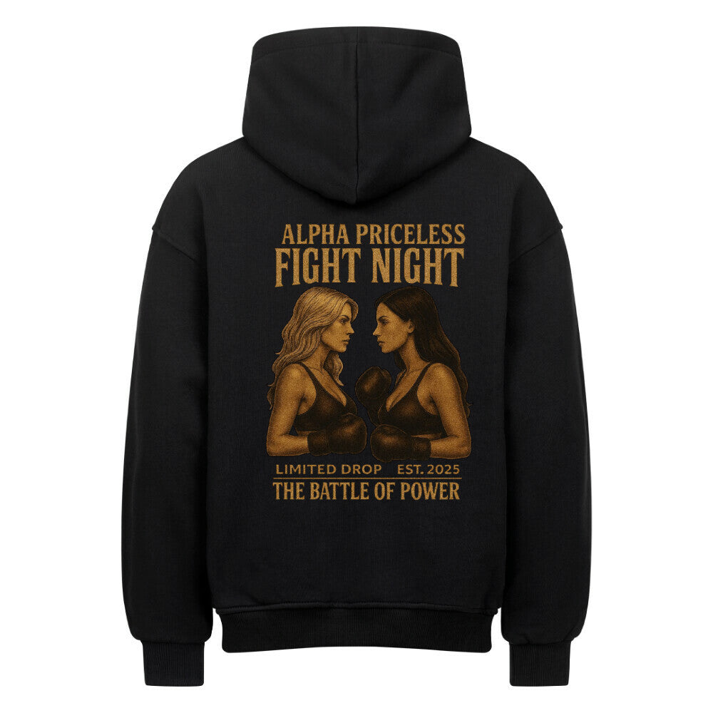 Alpha Priceless Battle Fight Oversized Hoodie mit Kampfdesign auf der Rückseite in Schwarz