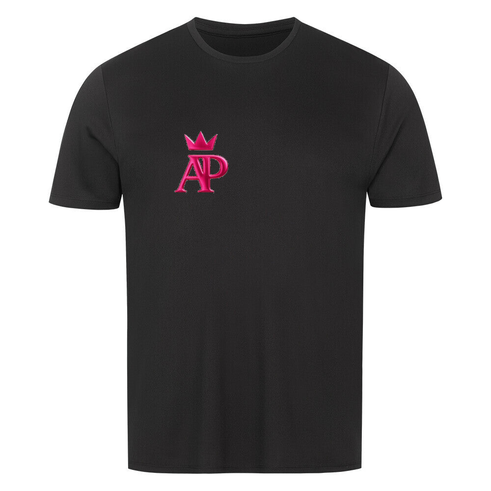 Alpha Priceless Knock Out Sport T-Shirt in black with pink embroidered logo