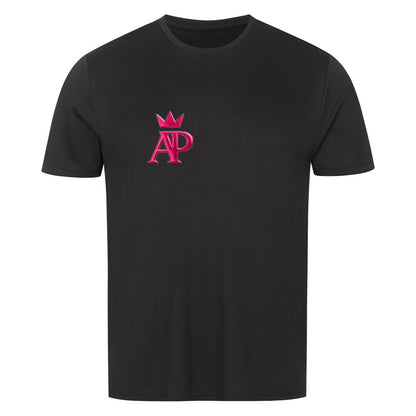 Alpha Priceless Knock Out Sport T-Shirt in black with pink embroidered logo
