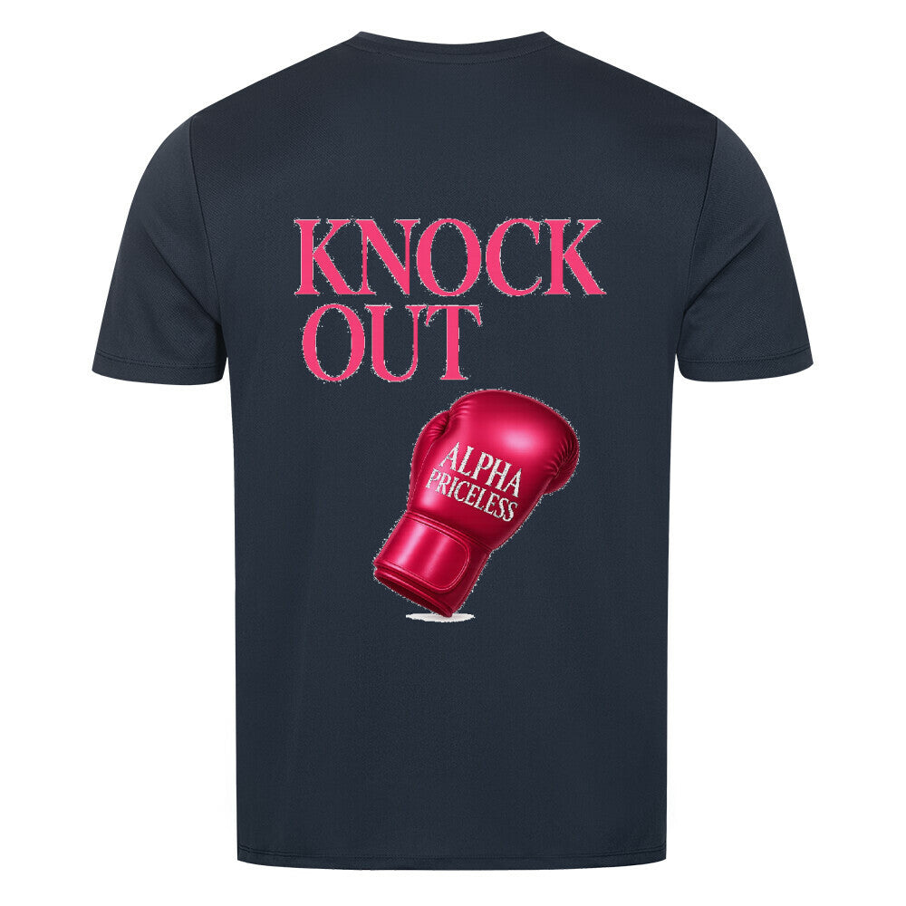 Alpha Priceless Knock Out Sport T-Shirt Rückansicht mit KNCK OUT Aufdruck und Boxhandschuh-Design.