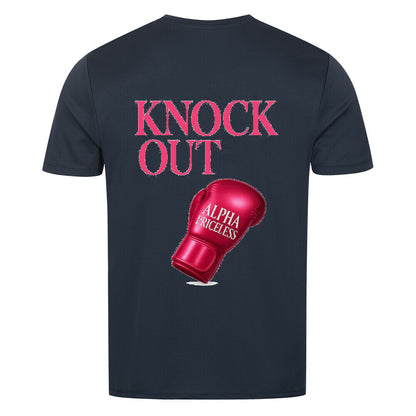 Alpha Priceless Knock Out Sport T-Shirt Rückansicht mit KNCK OUT Aufdruck und Boxhandschuh-Design.