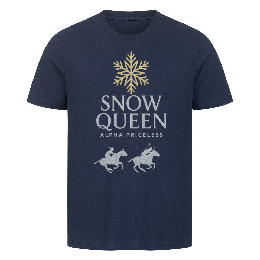 HigherBlanks Snow Queen Premium T-Shirt präsentiert elegantes Design mit Schneeflocken und Pferden.