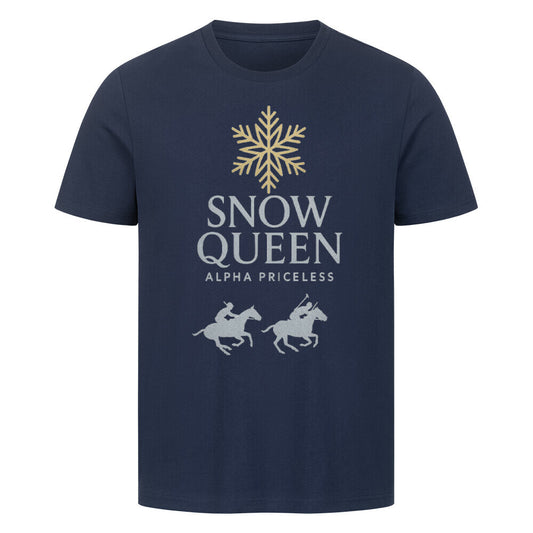 HigherBlanks Snow Queen Premium T-Shirt präsentiert elegantes Design mit Schneeflocken und Pferden.