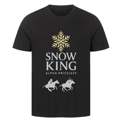 HigherBlanks Snow King Premium T-Shirt in black with snowflake and horse graphics