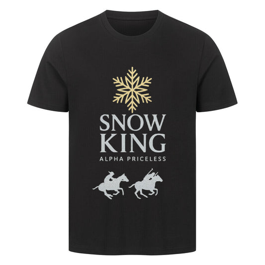 HigherBlanks Snow King Premium T-Shirt in black with snowflake and horse graphics