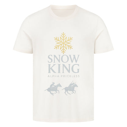 HigherBlanks Snow King Premium T-Shirt in cream with snowflake and horse graphics.