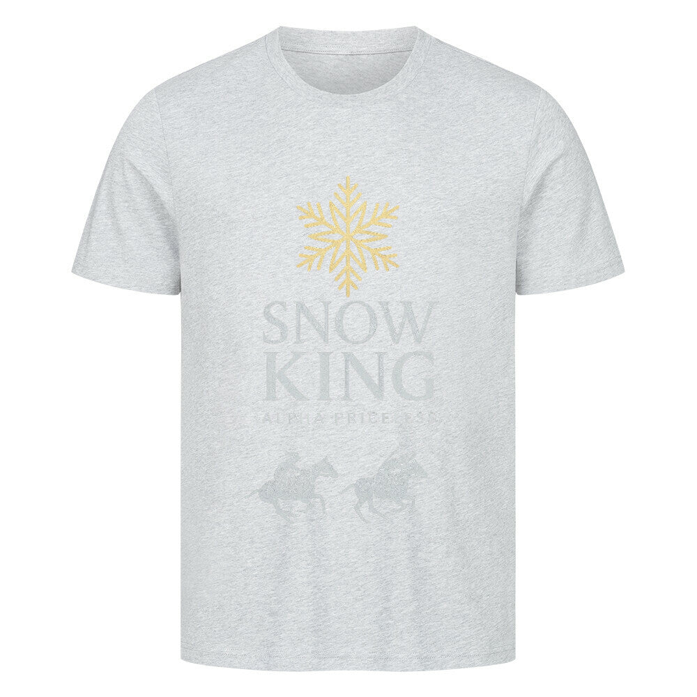 HigherBlanks Snow King Premium T-Shirt in gray featuring a snowflake design and horse graphics.