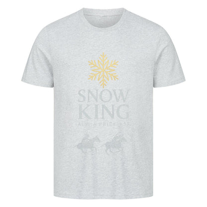 HigherBlanks Snow King Premium T-Shirt in gray featuring a snowflake design and horse graphics.