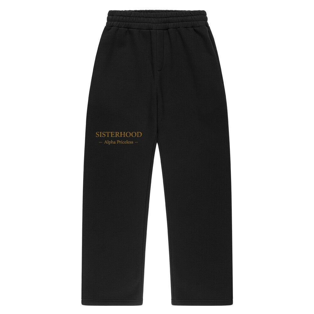 VACANCY Sisterhood Oversized Hoodie in black with gold lettering, perfect for modern streetwear style.