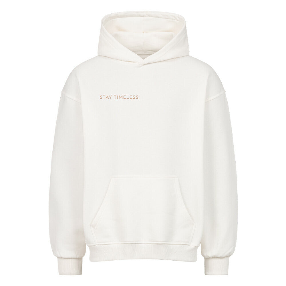VACANCY Stay Timeless Oversized Hoodie in cream with 'STAY TIMELESS.' print and relaxed fit.