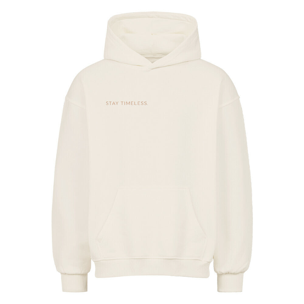 VACANCY Stay Timeless Oversized Hoodie in cream color with Stay Timeless text on the front.