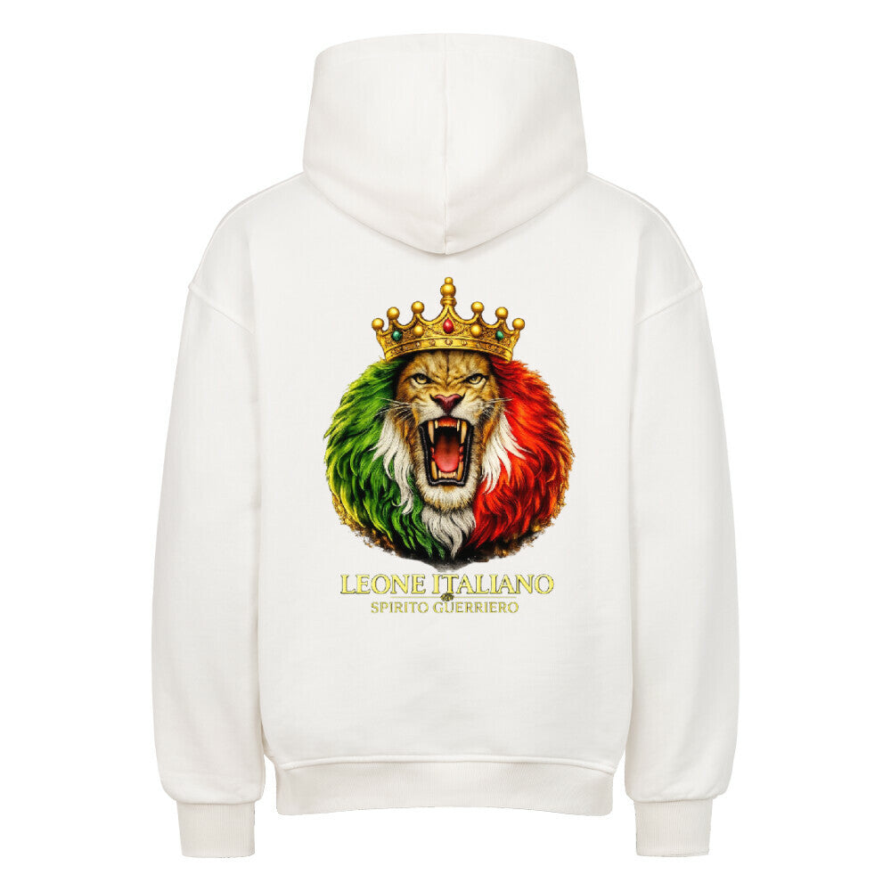 VACANCY Leone Italiano Oversized Hoodie mit Löwenmotiv und Krone auf der Rückseite.