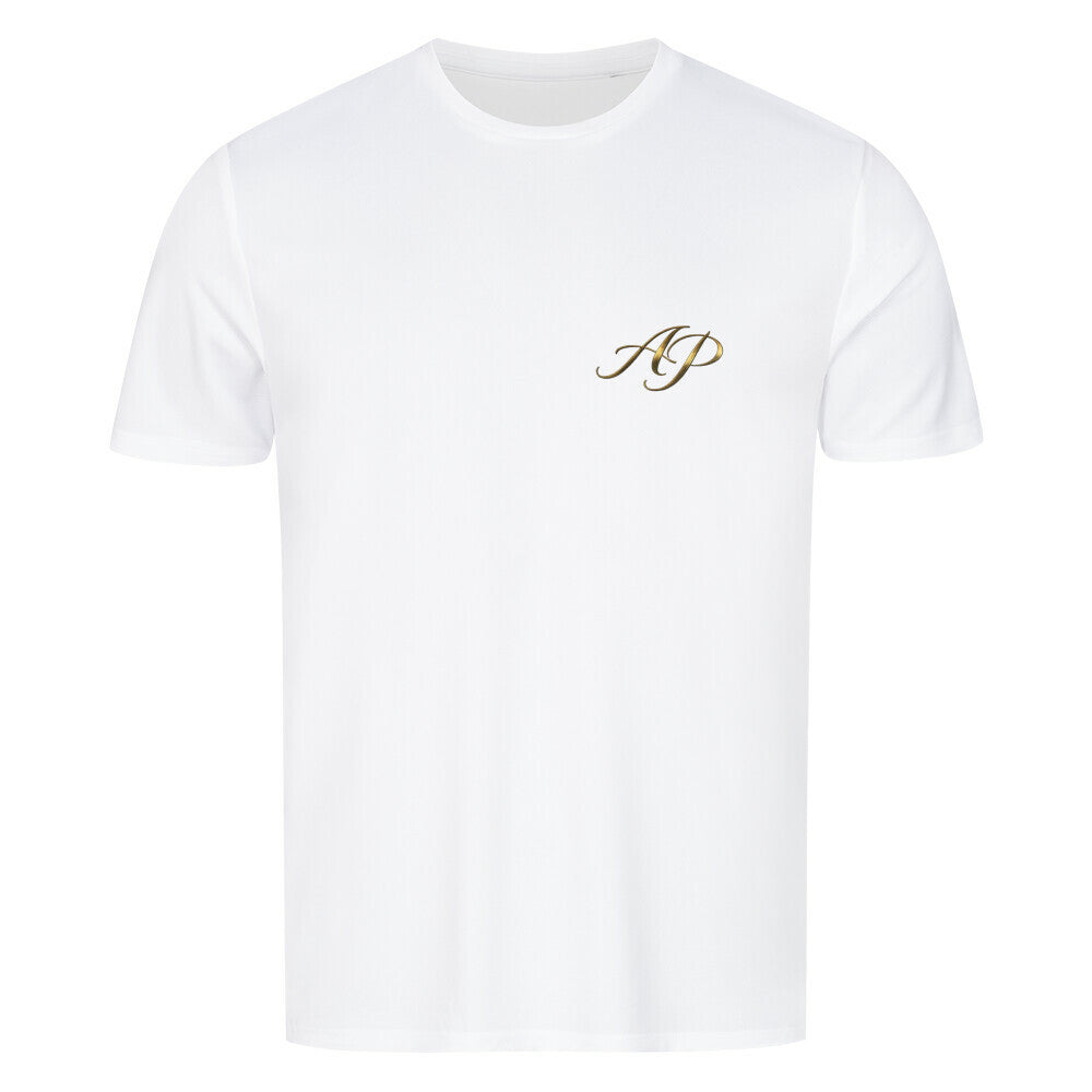 Sport T-Shirt Sparring Queen - Alpha Priceless PerformX Tee in Weiß mit elegantem AH-Muster auf der Brust.