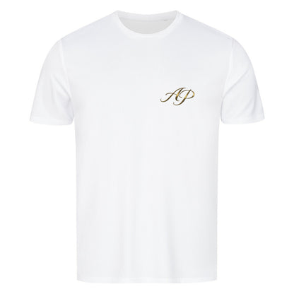 Sport T-Shirt Sparring Queen - Alpha Priceless PerformX Tee in Weiß mit elegantem AH-Muster auf der Brust.