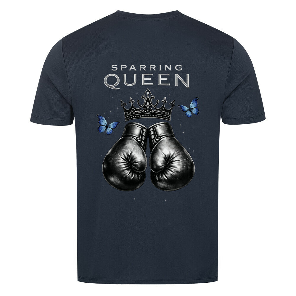 Sport T-Shirt Alpha Priceless Sparring Queen - PerformX Tee mit Boxhandschuhen und Krone auf dem Rücken.